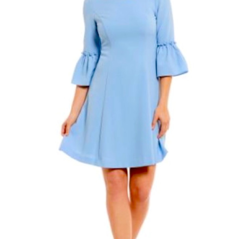 NEW WITHOUT TAG. Eliza J. Powder Blue fit & flare bell sleeve dress. Size: M